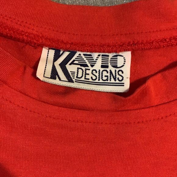 Vintage 90s Kavio Designs  Red Aztec Sun Oversize T-Shirt with Rhinestones Sz XL - Picture 3 of 8